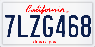 CA license plate 7LZG468