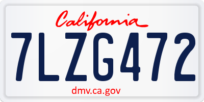 CA license plate 7LZG472