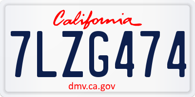 CA license plate 7LZG474