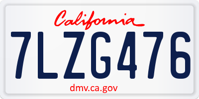 CA license plate 7LZG476
