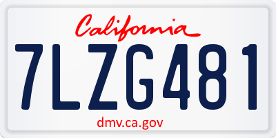 CA license plate 7LZG481