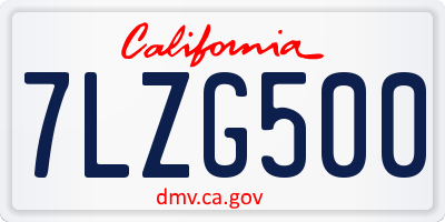 CA license plate 7LZG500