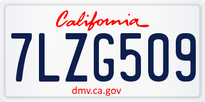 CA license plate 7LZG509