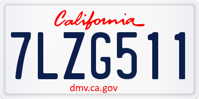 CA license plate 7LZG511