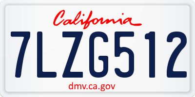 CA license plate 7LZG512