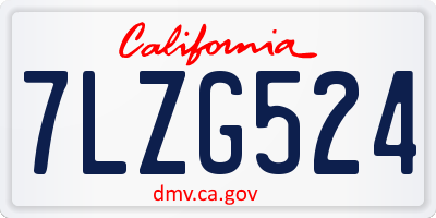 CA license plate 7LZG524