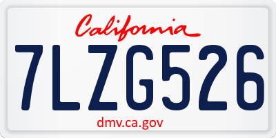 CA license plate 7LZG526