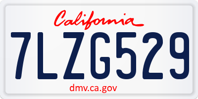 CA license plate 7LZG529