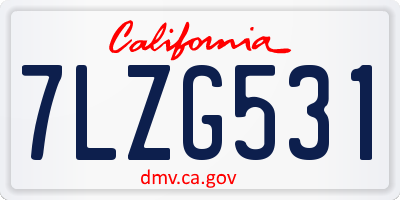CA license plate 7LZG531