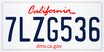 CA license plate 7LZG536