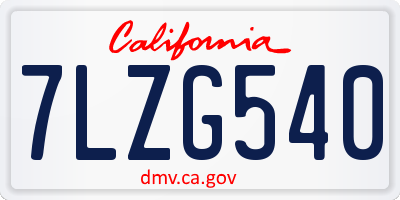 CA license plate 7LZG540