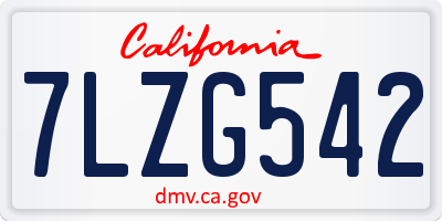 CA license plate 7LZG542