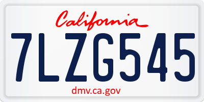 CA license plate 7LZG545