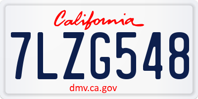 CA license plate 7LZG548