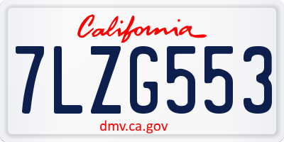 CA license plate 7LZG553