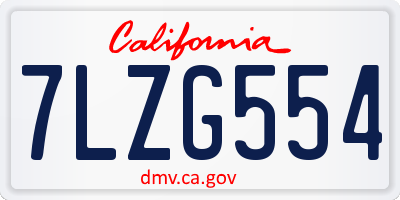 CA license plate 7LZG554