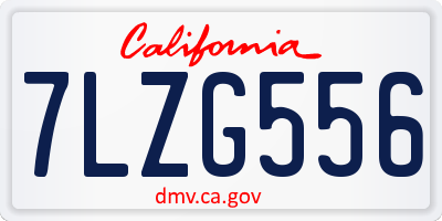 CA license plate 7LZG556