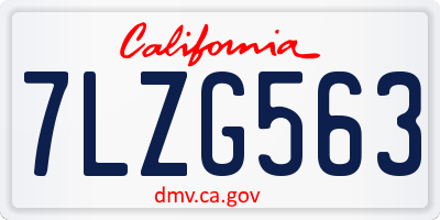 CA license plate 7LZG563
