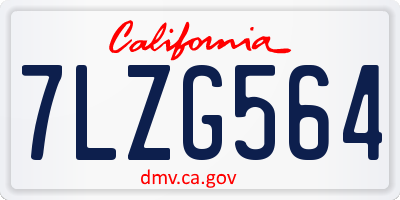 CA license plate 7LZG564