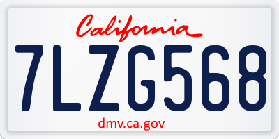 CA license plate 7LZG568