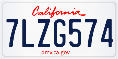 CA license plate 7LZG574