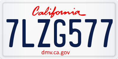 CA license plate 7LZG577