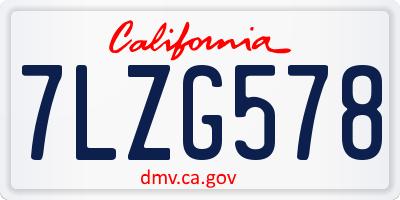CA license plate 7LZG578