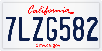 CA license plate 7LZG582