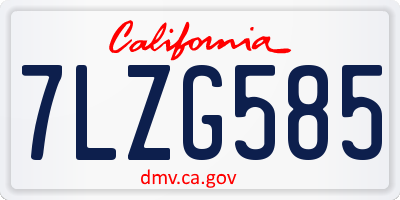 CA license plate 7LZG585