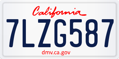 CA license plate 7LZG587