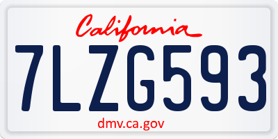 CA license plate 7LZG593