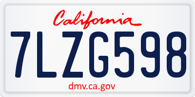 CA license plate 7LZG598
