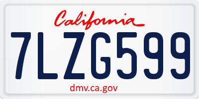 CA license plate 7LZG599