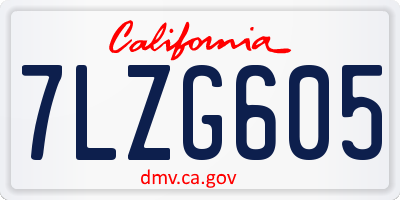 CA license plate 7LZG605