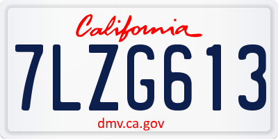 CA license plate 7LZG613