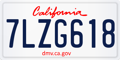 CA license plate 7LZG618