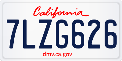 CA license plate 7LZG626