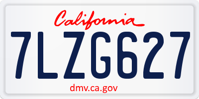 CA license plate 7LZG627