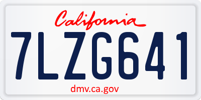 CA license plate 7LZG641