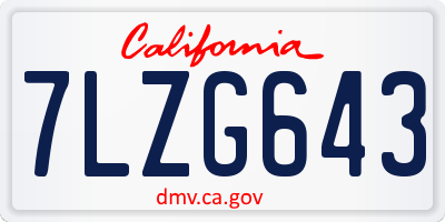 CA license plate 7LZG643