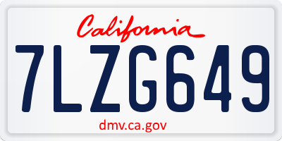 CA license plate 7LZG649