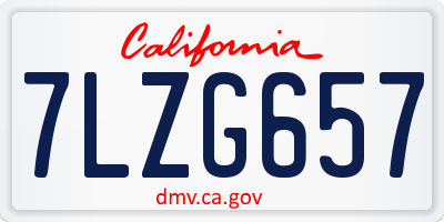 CA license plate 7LZG657