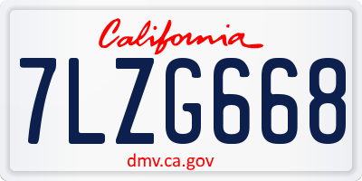 CA license plate 7LZG668