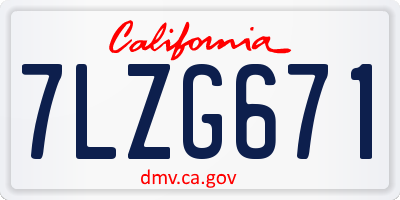 CA license plate 7LZG671