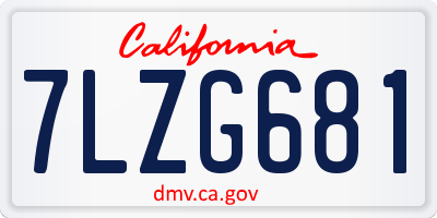 CA license plate 7LZG681