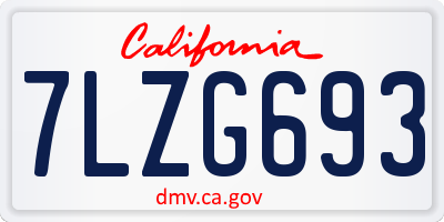 CA license plate 7LZG693