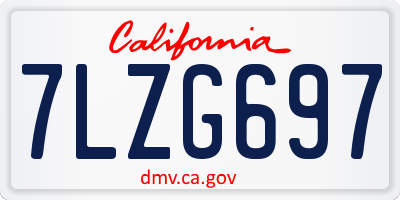 CA license plate 7LZG697