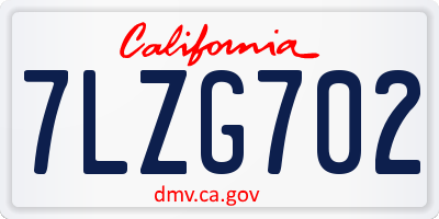CA license plate 7LZG702