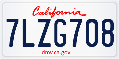 CA license plate 7LZG708