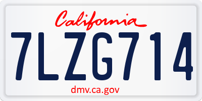 CA license plate 7LZG714